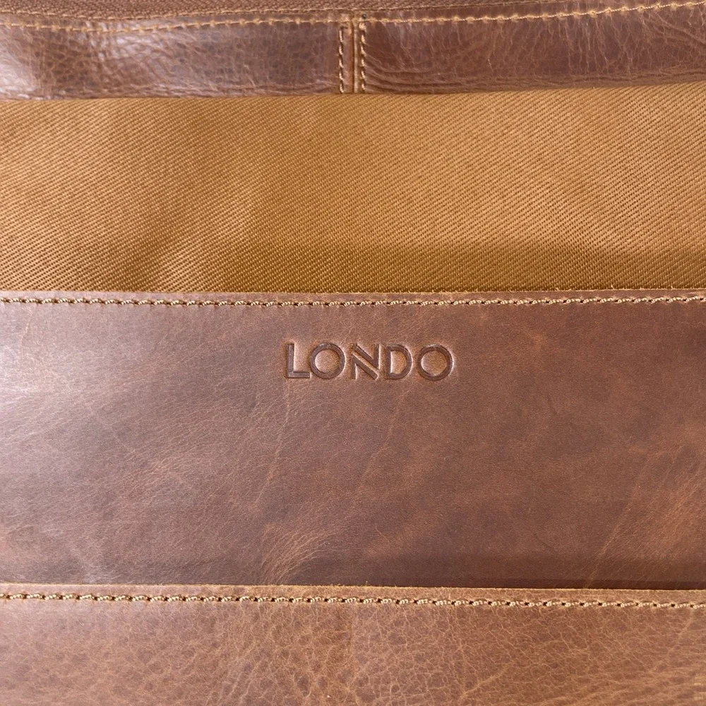 Full Grain leather handmade small batch retired Urban Briefcase Travel Bag NWOT
